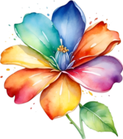 ai generato acquerello pittura di un' carino arcobaleno fiore. png