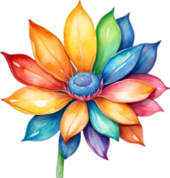 ai generiert Aquarell Gemälde von ein süß Regenbogen Blume. png