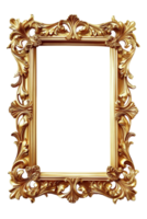 ai gerado vertical dourado quadro, Armação em uma transparente fundo png