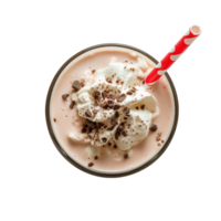 ai gegenereerd een milkshake top visie geïsoleerd Aan een transparant achtergrond png