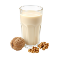 AI generated A glass of walnut milk isolated on a transparent background png