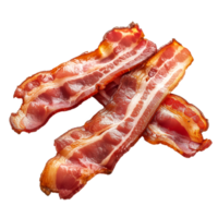 ai généré couple de cuit Bacon rashers isolé sur une transparent Contexte png