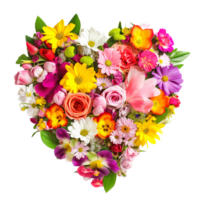 heart shape bouquet of flowers isolated on transparent background png