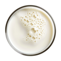 ai generiert ein Glas von Milch oben Aussicht isoliert auf ein transparent Hintergrund png