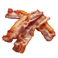 ai généré couple de cuit Bacon rashers isolé sur une transparent Contexte png