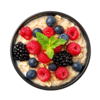 AI generated oatmeal porridge with berries isolated on transparent png