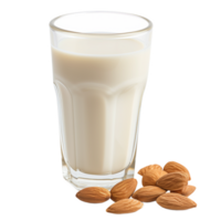 ai generado un vaso de almendra Leche aislado en un transparente antecedentes png