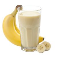 ai generato un' bicchiere di Banana latte isolato su un' trasparente sfondo png