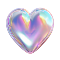 AI generated Iridescent Holographic Heart Balloon on White png