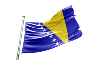 National flag of Bosnia-and-Herzegovina flutters in the wind. Wavy Flag. Close-up front view png