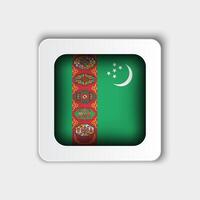 Turkmenistan Flag Button Flat Design vector