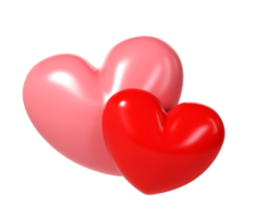 3d rosa och röd glansig kärlek hjärtan. lämplig för valentine dag, mor dag, kvinnor dag, bröllop, klistermärke, hälsning kort. februari 14:e png
