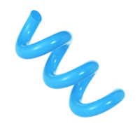 3d Spiral curve line decorative abstract element blue color. Realistic design In plastic cartoon style. transparent illustration png