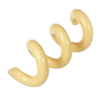 3d spirale courbe ligne décoratif abstrait élément Jaune couleur. réaliste conception dans Plastique dessin animé style. transparent illustration png