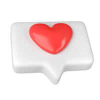 3D white frame with heart and love emoji. Social media online platform concept icon, online communication on application. For Valentine day, Mother day, Women day, wedding, sticker, greeting card png