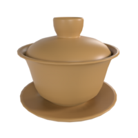 a brown ceramic bowl with a saucer on top png