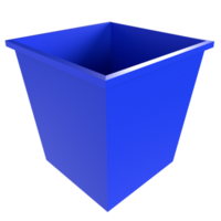 a blue plastic trash can on a transparent background png