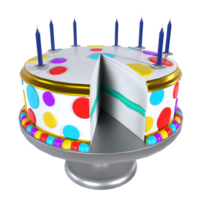 birthday cake with candles on top of a cake stand png