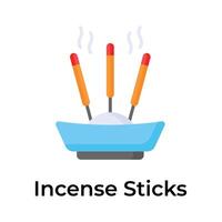 Creatively designed incense sticks vector isolated on white background
