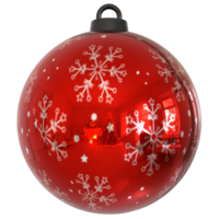 a red christmas ball with snowflakes on it png