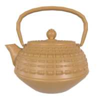 Clay Teapot isolated on transparent png
