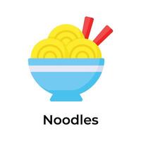 Perfectly designed icon of noodles bowl in modern style, chinese food vector