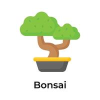 Bonsai tree vector design in trendy style isolated on white background