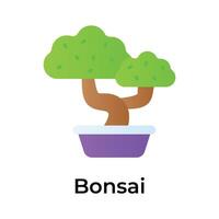 Bonsai tree vector design in trendy style isolated on white background