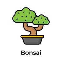 Bonsai tree vector design in trendy style isolated on white background