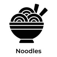 Perfectly designed icon of noodles bowl in modern style, chinese food vector