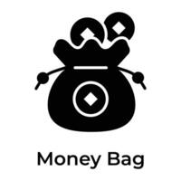 Chinese traditional money bag with coins vector design, ready to use icon