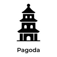 chino templo, histórico torre edificio, chino Adoración lugar, increíble icono de pagoda en moderno estilo vector