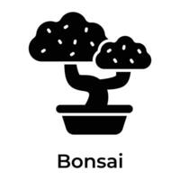 Bonsai tree vector design in trendy style isolated on white background