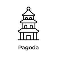 chino templo, histórico torre edificio, chino Adoración lugar, increíble icono de pagoda en moderno estilo vector