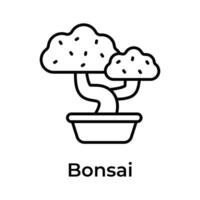 Bonsai tree vector design in trendy style isolated on white background