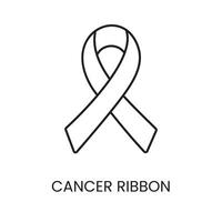 Cancer ribbon line icon vector malignant cancer