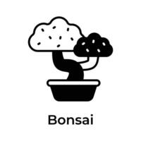 Bonsai tree vector design in trendy style isolated on white background