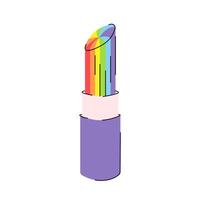 Lipstick in pride color. LGBT cartoon symbol. Vector isolated illustration on a white background.