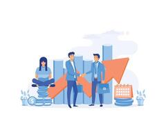 Business growth. Partnership, teamwork, startup collaboration, target business landing page website.  flat vector modern illustration