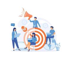 teamwork to build organizational success By setting the right marketing target.  flat vector modern illustration