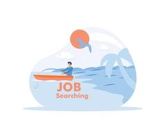 Job searching and staff recruitment concept creative visualization of in association with fisherman catching. flat vector modern illustration