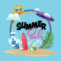 Summer sale offer unit banner template with summer elements. vector