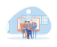 Business people team working on monitor graph dashboard.  flat vector modern illustration