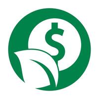 Coin and leaf logo combination. Money and eco symbol or icon. vector