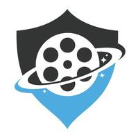 planeta película vector logo diseño.