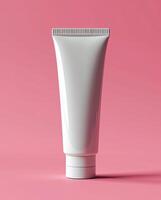 AI generated Skincare Tube on Minimalist Pink Background photo