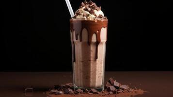 AI generated Delicious Chocolate Milkshake With Whipped Cream photo