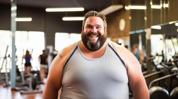 AI generated Plus Size Man Gym Experience photo