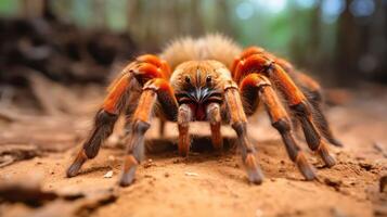 ai generado tarántula en tierra foto