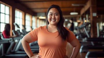 AI generated Plus Size Asian Woman in Gym photo